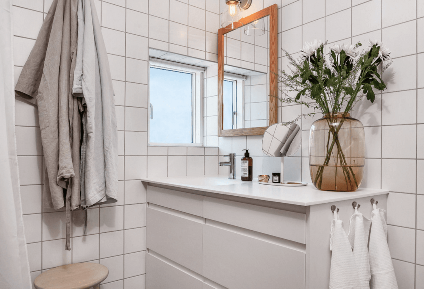 текстиль для ванной комнаты в скандинавском стиле