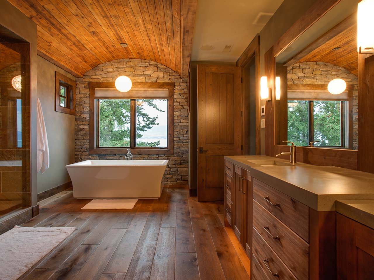 Ванна в деревянном доме дизайн интерьера фото