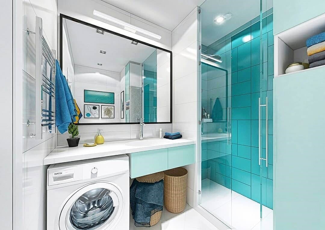 Дизайн ванной комнаты со стиральной машиной: выбор цвета, стиля и советы дизайнеров (60+ фото)